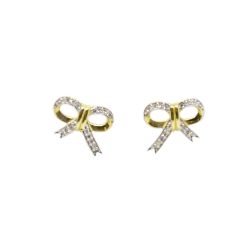 Brinco La�o com Zirc�nia em Ouro 18 Kilates � 25333